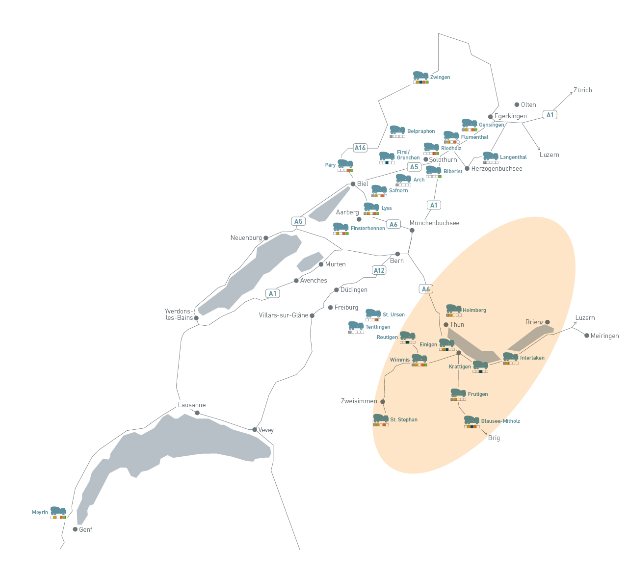 Alle Standorte von Vigier Beton im Berner Oberland im Januar 2026